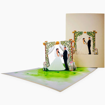 Married Couple At The Wedding Altar 3D Pop Up Card